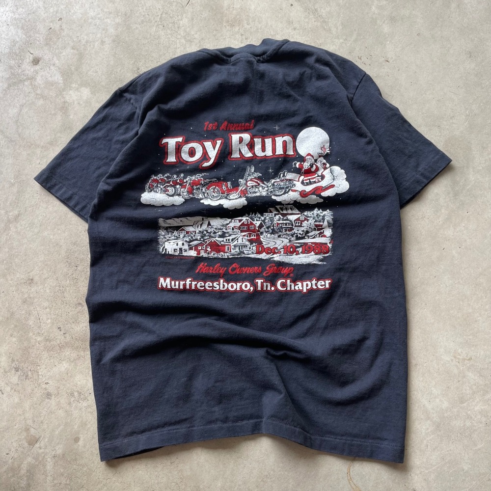 Vintage 1988 Harley Davidson Toy Run T-Shirt Murfreesboro TN Hanes Beefy-T M